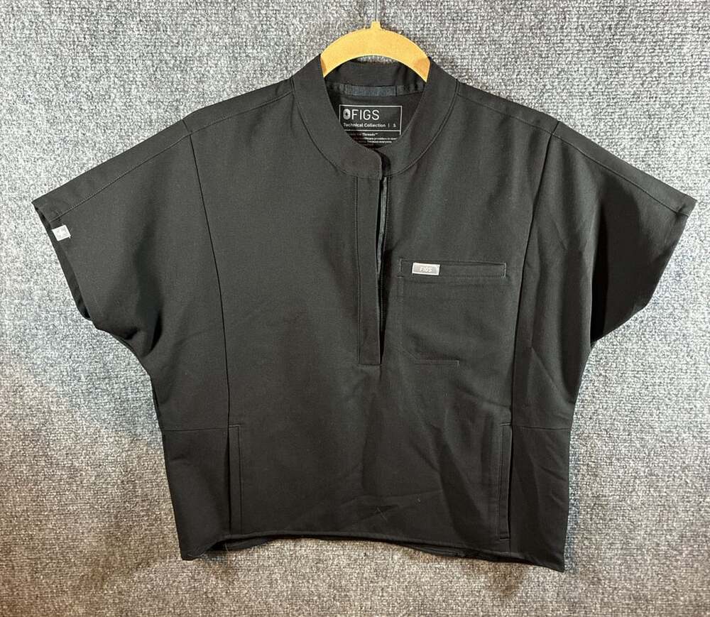 FIGS Technical Collection Black Scrub Top Size S